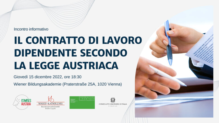 Il contratto di lavoro dipendente secondo la Legge austriaca (serata informativa)