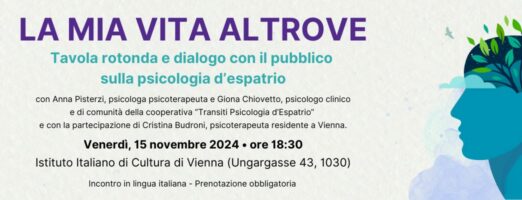 La mia vita altrove – Tavola rotonda e dialogo con il pubblico sulla psicologia d’espatrio