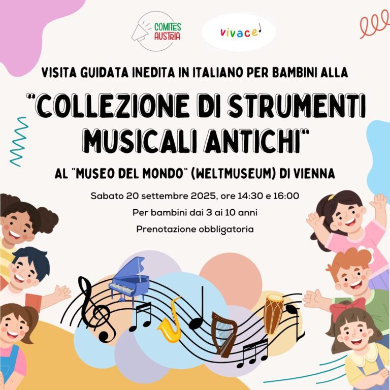 (POSTI ESAURITI) Visita guidata per bambini alla “Collezione di strumenti musicali antichi” al Museo del mondo (Weltmuseum) di Vienna