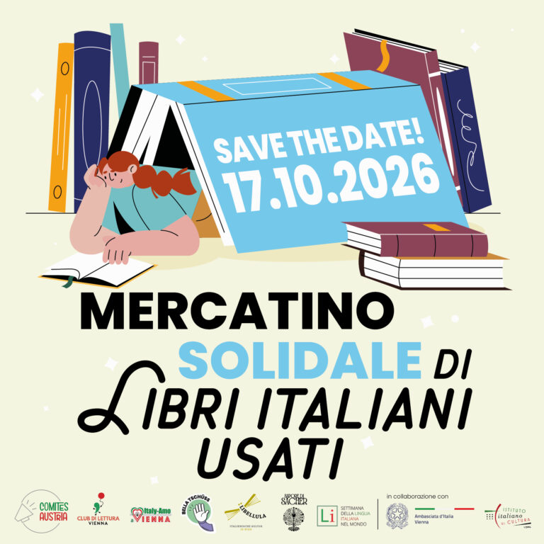 📚 Torna il Mercatino Solidale di Libri Italiani Usati di Vienna – Edizione 2026! 📅 SAVE THE DATE: sabato 17 ottobre 2026 